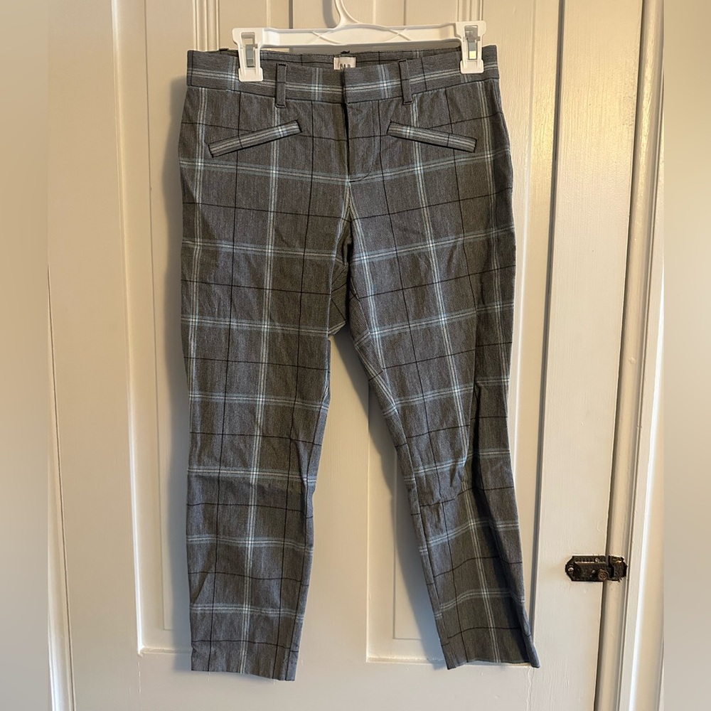 Gap signature skinny ankle pants in gray and blue plaid